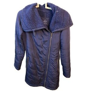 Prana Women’s Diva Long Jacket‎ Blue Quilted Fleece Lined Full Zip Coat- Size XS